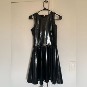 BlackMilk Black PVC Skater Dress Size S